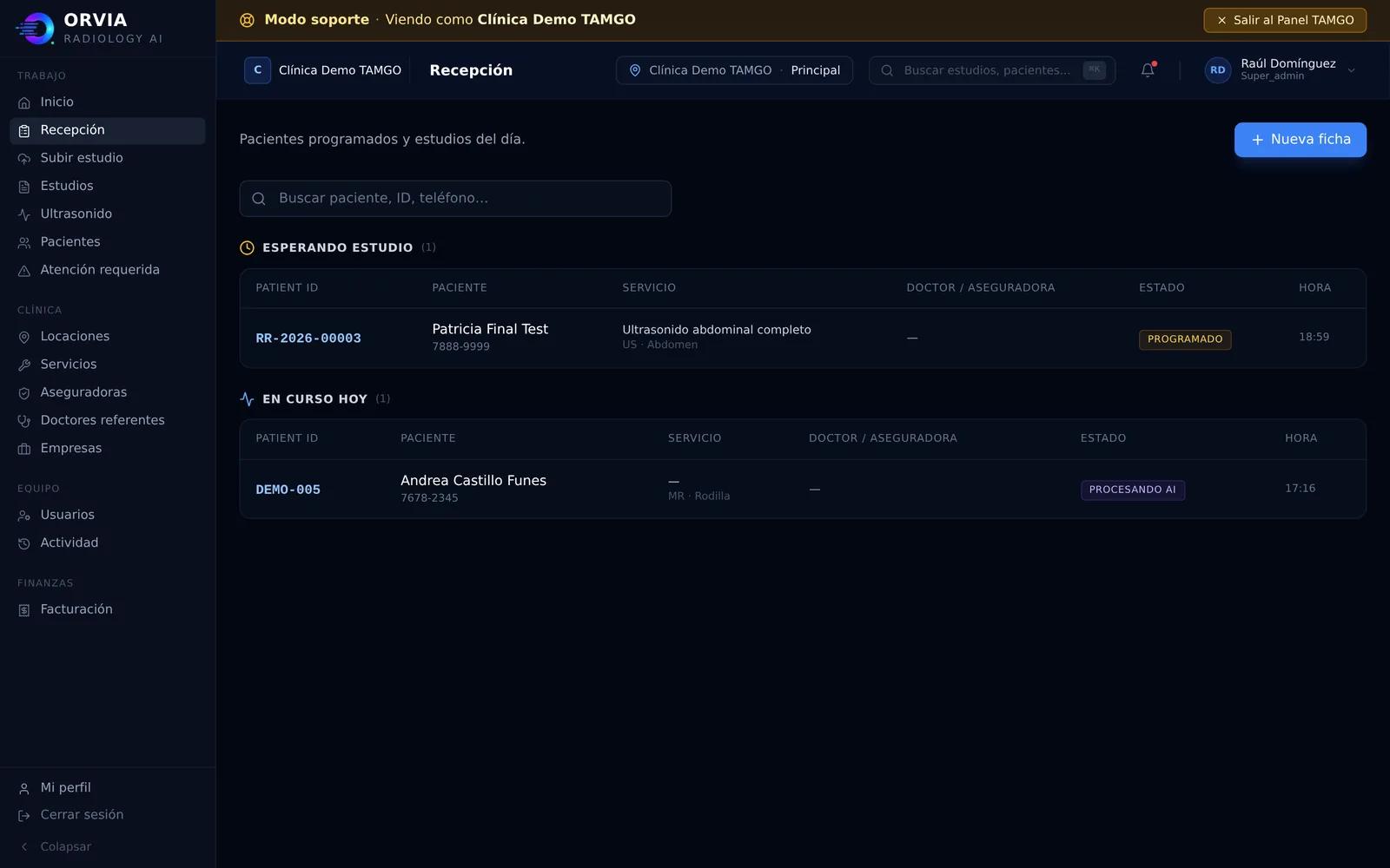 Orvia Basic dashboard